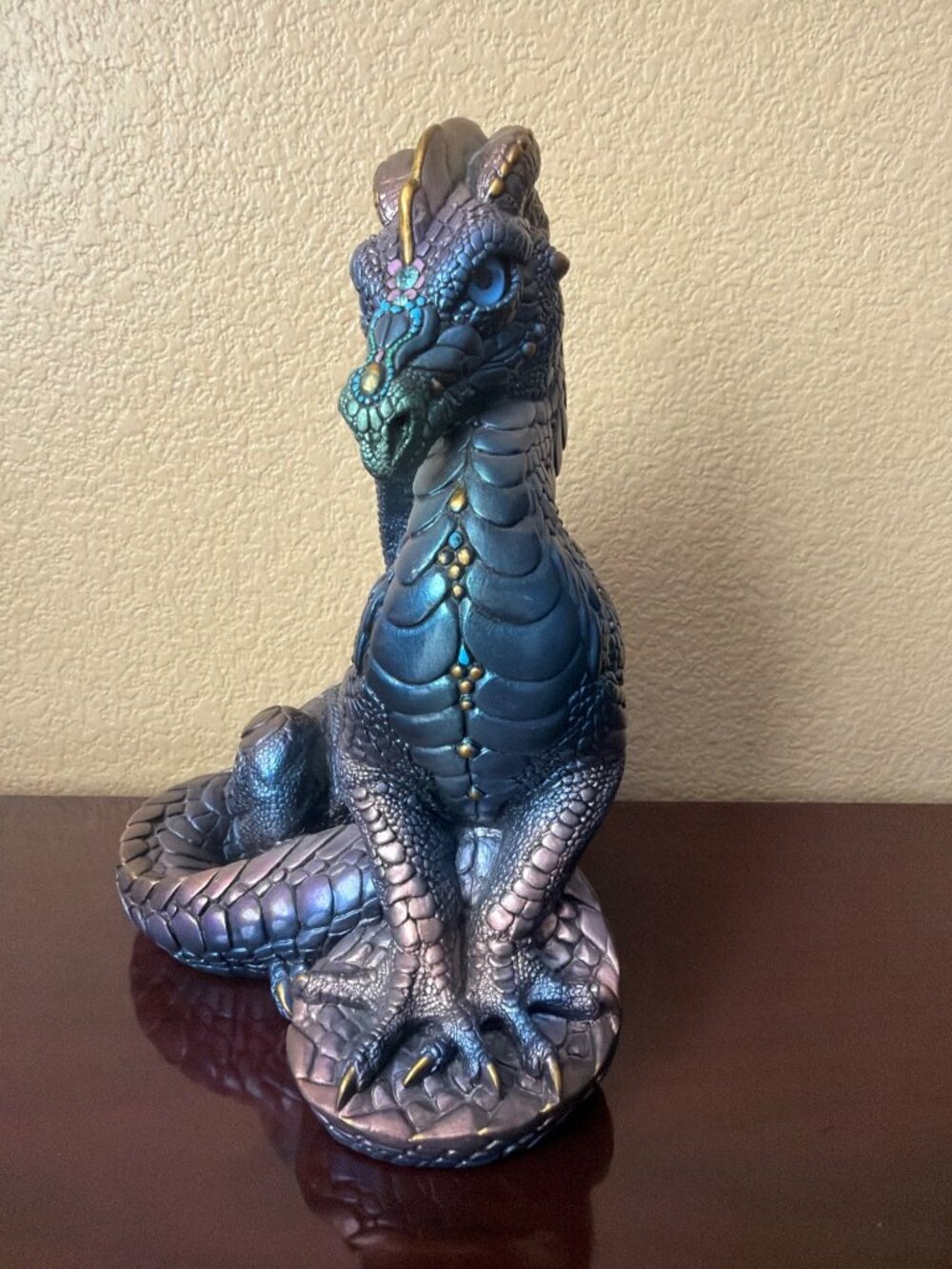 1986 Melody Pena Windstone Editions Iridiscent Peacock Male Dragon - Damaged Ear - Picture 3 of 15